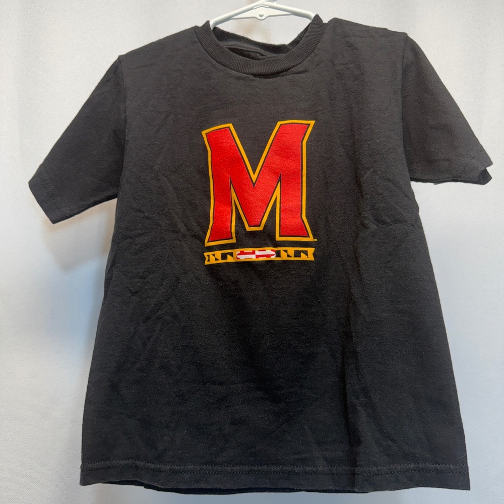 Univ Maryland Terrapins Fear The Turtle Champion T-Shirt Youth XS 4-5 Black NCAA